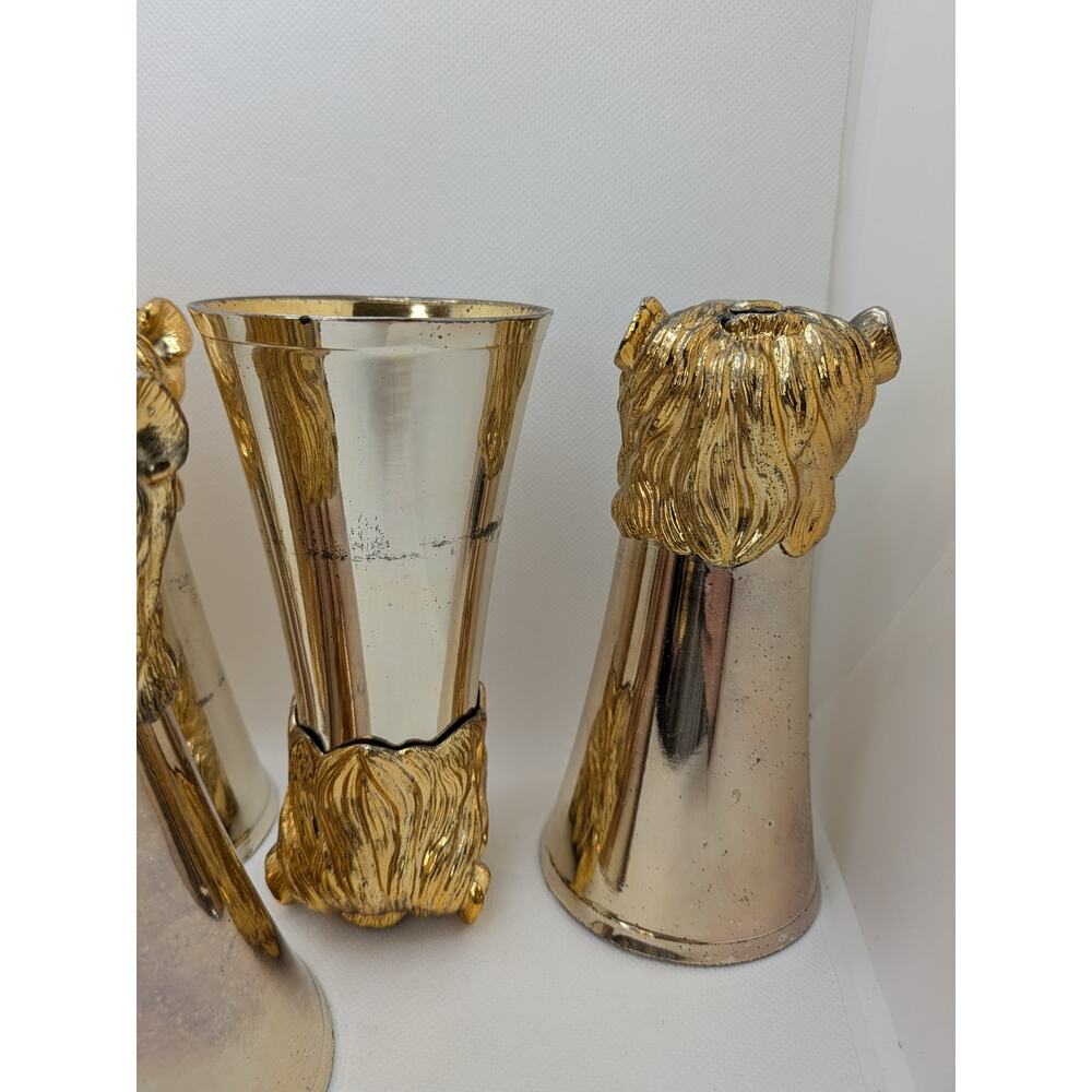 Carole Stupell Gold Lion Head Pitcher & 7 Stirrup Cups – Mid-Century Bar Set - Picture 11 of 16